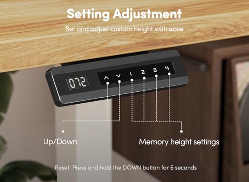 Image of FEZIBO 63 x 28 Inch Deeper Height Adjustable Electric Standing Desk with Double Drawers, Sit Stand Up, Home Office Computer Desk with 4 Height-Adjustable Feets & 2 Hooks, White Frame /Light Rustic Top