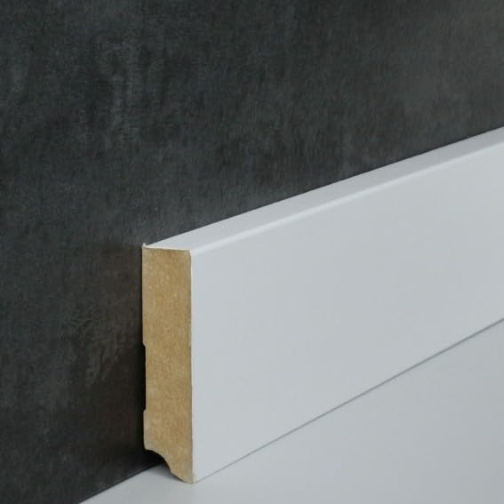 PROVISTON listwa przypodłogowa z płyty MDF, 19 x 80 x 2500 mm, rdzeń MDF, foliowany, kolor biały, do klejenia, klipsów, wkręcania i gwoździ, listwa przypodłogowa firmy PROVISTON 12,5 m | 5 sztuk