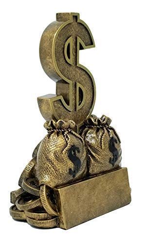 image for Dollar Sign Trophy - Sales or Fundraising Award - Gold Bag of Money Tr
