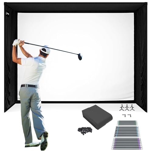 The Indoor Golf Shop SIG12 Golf Simulator Enclosure - Easy Push-Pin Assembly - Professional-Grade - Includes Impact Screen, Enclosure Surround, Protective Padding, Poles & More - 12'2'' x 9'4'' x 5'