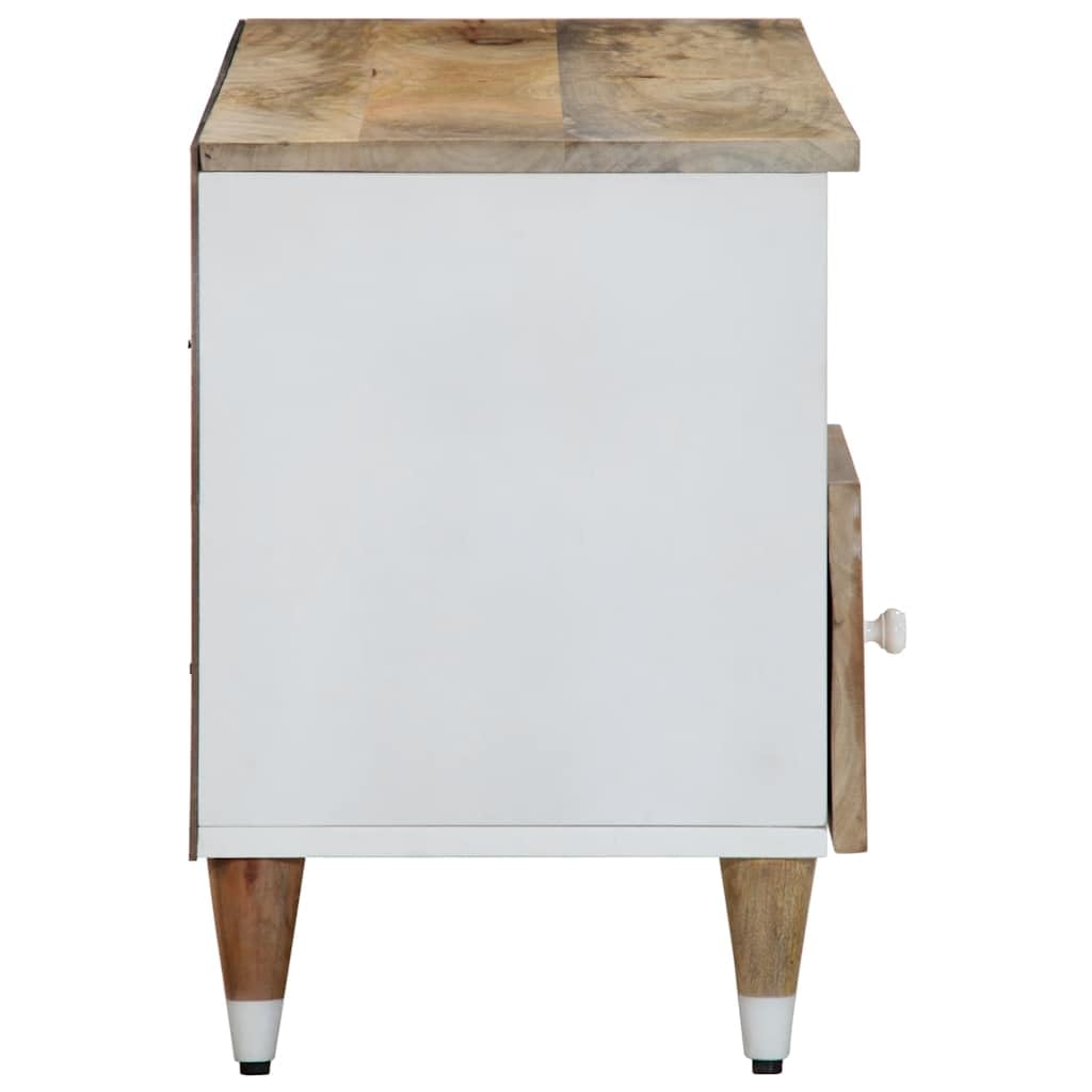 TV-Schrank aus massivem Mangoholz 100x33,5x46 cm mit 2 Schubladen und Regal, stabiles Lowboard für Wohnzimmer Heimkino, Hifi, DVD, CD und Gaming Zubehör