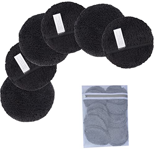 KinHwa Almohadillas Desmaquillantes Reutilizables Discos Desmaquillantes de Algodón, Almohadillas Cosméticas de Maquillaje Lavables Desmaquillador Make Up Limpieza Facial Pad 6 paquete Negro
