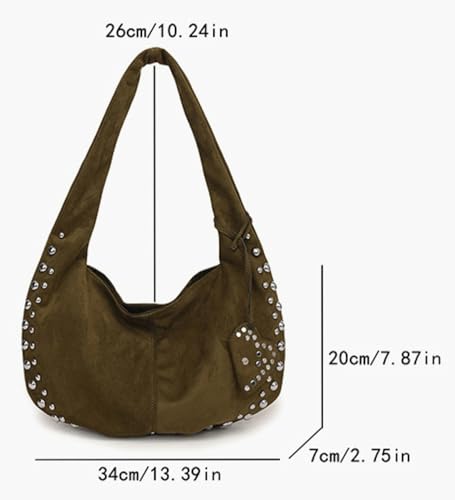 Hycurey Casual Retro Handbags for Women Fashionable Rivet Details Underarm Bag Suede Material Dumpling Bags for Daily Life2