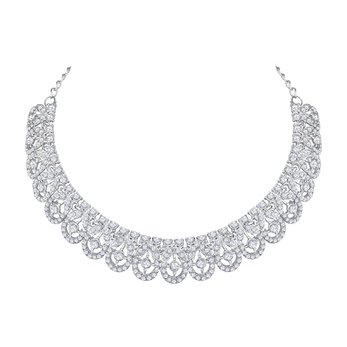 Image of Atasi International Silver Plated White Crystals American Diamonds Stylish Necklace Set with Earrings and Maang Tikka for Women and Girls | Stylish Jewellery for Party, Wedding and Festive Occasions (R6160)