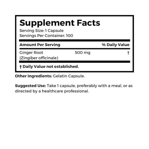 Dr. Clark Ginger Root Supplement - Digestive Support - 500 mg 100 Gelatin Capsules - Thumbnail 3