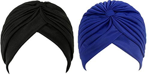 BISMAADH 2 Pcs Men & Women Pleated Head Wrap Knit Bonnet Turban/P...
