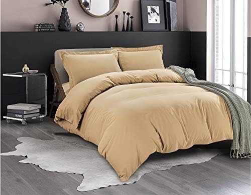 Elegant Comfort Luxury 3-Piece Duvet Cover Set - Ultra Soft 1500 Thread Count Egyptian Quality Hotel Collection - Comforter Cover with Button Closure and 2 Pillow Shams,King/California King,Camel-Gold