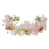 AOPRIE Butterfly Flower Headband for Women Wreath Crown Wedding Floral Garland