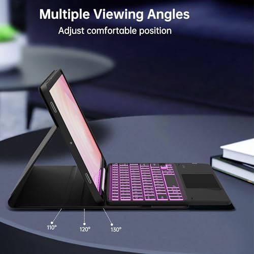 for Galaxy Tab S11 11 inch Case with Keyboard - 7 Color Backlits Detachable Wireless Touchpad Folio Tablet Cover - Galaxy Tab S11 11" 2025 Samsung Keyboard Case with S Pen Holder Black by ROOFEI - Image 6