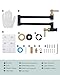 iVIGA Pot Filler Faucet, Brass Wall Mount Kitchen Faucet Black & Gold Folding Stretchable with Double Joint Swing Arm Single Hole 2 Handles for Kitchen, Stove Faucet