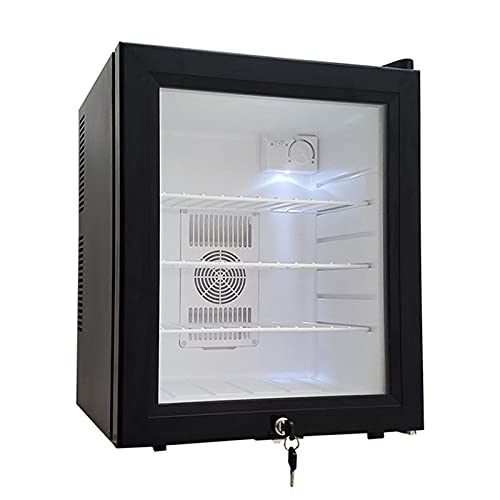 Refrigerador y Enfriador de Bebidas, Mini Nevera de 60 latas con Puerta de Cristal, Nevera Pequeña con Estantes Ajustables Refrigeradores Expositores de Acero Inoxidable Negro