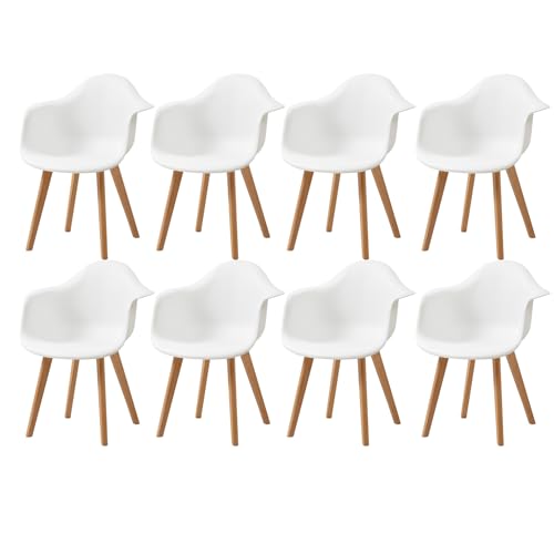 Grandca Home Pack De 8 Sillas De Comedor Sillas De Cocina Nórdicas Con Patas De Madera De Haya, Sillones Modernos Para Salón, Oficina, Dormitorio, Comedor, Blanco Grandca Home Pack De 8 Sillas De Comedor Sillas De Cocina Nórdicas Con Patas De Madera De Haya, Sillones Modernos Para Salón, Oficina, Dormitorio, Comedor, Blanco