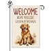 Hafhue Welcome Hope You Like Golden Retrievers Garden Flag, 12x18 In Double Sided Printing Holiday Yard Outdoor Farmhouse Home Lawn Exterior Porch Decoration Flag, Housewarming Gifts for Dog Owner