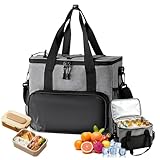Cyiecw Faltbar Kühltasche 13L Klein, Tragbare Eistasche für Essen & Getränke, Thermotasche mit Kühlfunktion & Isoliert, Wasserdicht Picknicktasche Kühlbox für Camping, Auto und Arbeit, Grau