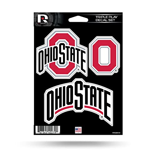 Rico Industries NCAA Ohio State Buckeyes Triple Play Decal Set 5" x 7" (3 Decals)