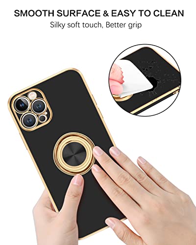 Bentoben Case For Iphone 12 Pro Max, Iphone 12 Pro Max Case With Ring Holder Rotation Kickstand Flexible Tpu Bumper Shockproof Protective Women Girl Men Boy Phone Cover For Iphone 12 Pro Max, Black #TOP3