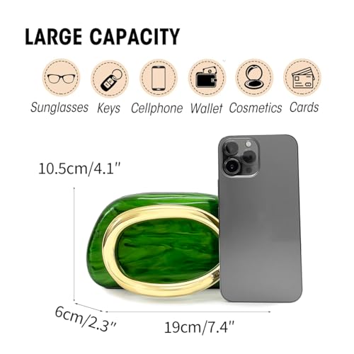 Image of Women Acrylic Clutch Purse Metal Handle Evening Bag Trendy Box Shoulder Crossbody Bag Handbag for Wedding Party Causal