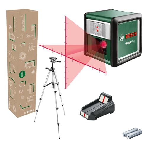 Bosch Home and Garden Bosch Kreuzlinienlaser Quigo Plus mit Stativ (einfaches Ausrichten in gleichen und variablen Abständen dank Markierungen auf der Laserlinie, im E-Commerce Karton)