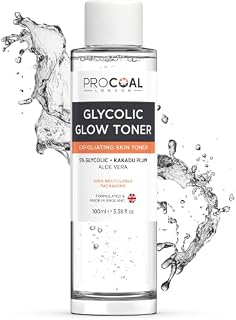 Glycolic Glow Toner with Vitamin C & Aloe Vera by Procoal - Pore Minimizer, Brightening & Exfoliating Skin Toner for Face, Glow Tonic for Face, 100% Recyclable Packaging, Vegan, Made in UK