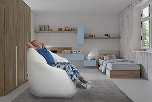 TERA Pouf Poltrona Sacco Ecopelle Arancione - 78x78x93 Cm - Sfoderabile E Riempito Con Polistirolo - 4