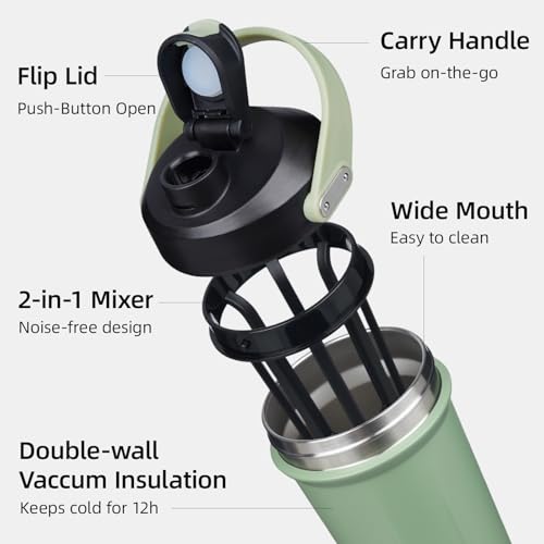 Image of BJPKPK 25oz Insulated Protein Shaker Bottle Stainless Steel Cup with Handle