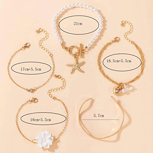 Gold-Toned Stackable Bracelet Set, 5 Pieces