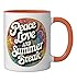 Peace Love And Summer Break Vacation Teacher Student Retro Ceramic Mug, Orange/White