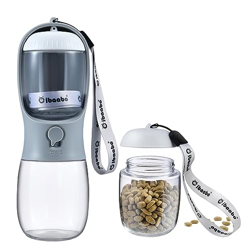 Dog Water Bottle with Food Container, Travel Puppy Water Bowl, Po...