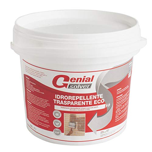 Genial Solver Idrorepellente Trasparente Eco - Trattamento Idrorepellente per tutte le superfici, 2,5 litri