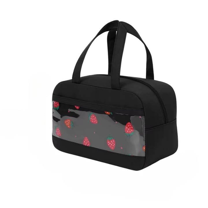 PINZOR Insulated Lunch Bag Leakproof Tote for Work, School, Travel, and Picnics Perfect for Women and Men(Black) Nylon, 16.2 Liters (Black 8 Litter)