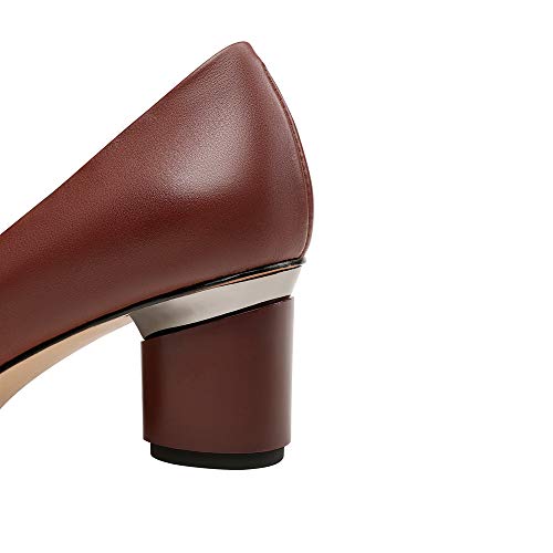 TinaCus Women's Genuine Leather Pointed Toe Handmade Mid Heels Slip On Vintage Pumps Shoes4