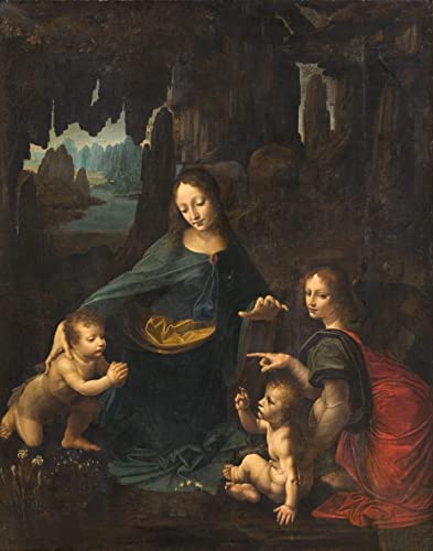 Toile Léonard de Vinci Vierge aux Rochers déco murale salon 60x90
