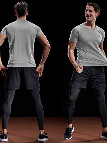 Neleus Men's 3 Pack Mesh Athletic Gym Workout Shirts,5033,Black,Grey,White,US M,EU L