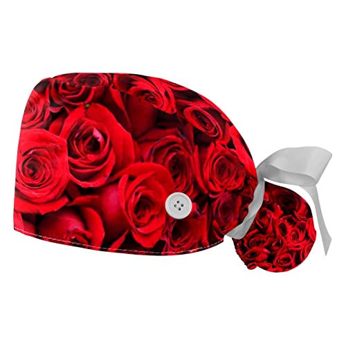 Chapeaux bouffants de travail roses et fleurs JDEZ pour hommes et femmes