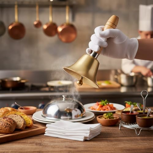 Campana Mano Multifuncional Campana Manos Latón Campanillas Metal Campana Llamada Mano Grande Campanas ManoPapá Noel con 8cm Mango para el Hogar Fiesta Decoración