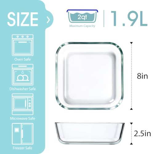 NUTRIUPS Glass Baking Dish with Lid, 8x8 Square Borosilicate, Meal Prep by NUTRIUPS - Used condition - Image 2