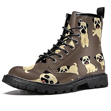 MAPOLO Botas femininas com estampa de pugs adoráveis da moda, botas femininas de cano alto, tênis para uso ao ar livre, calçados personalizados, botas de neve quentes, Multicolorido., 9