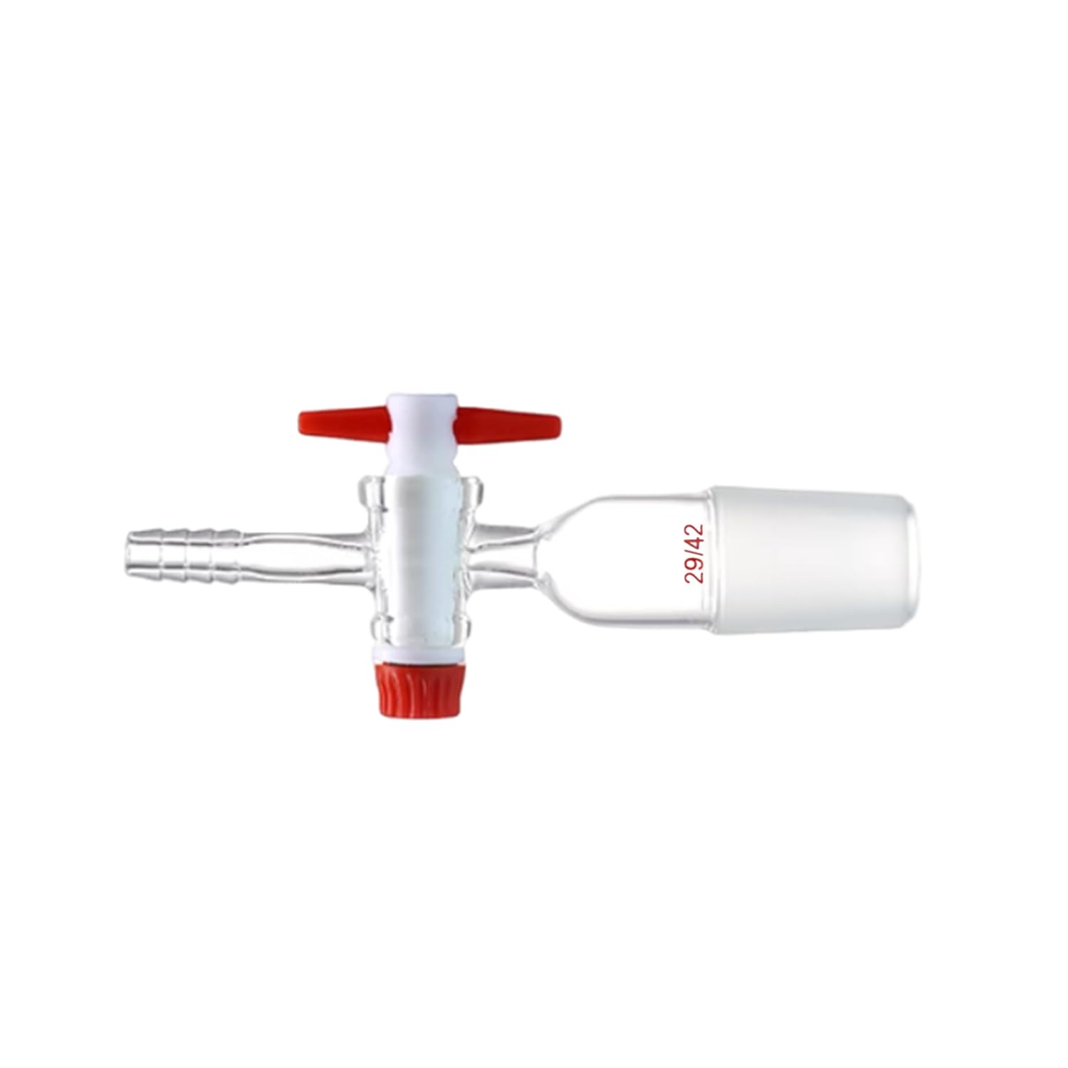 Deschem 29/42 Glass Vacuum Flow Control Adapter with PTFE Stopcock Ground Joint and Straight Hose Connection