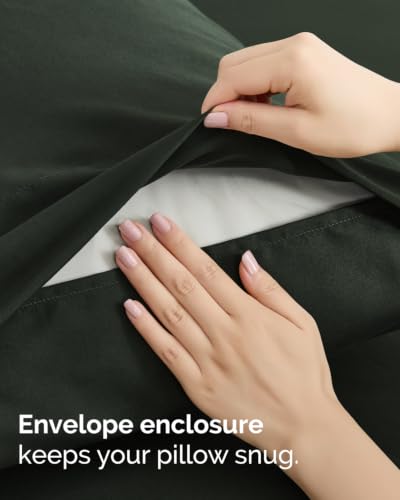 Image of Split King 7 Piece Bed Sheet Set - Breathable & Cooling - Forest Green