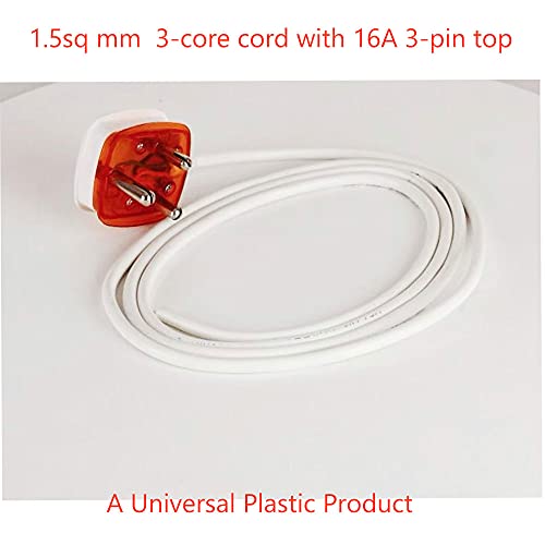 Image of HI-Plasst Heavy Duty Extension Cord with 3-Pin Plug Top (2 Yards) - 1.5 sq mm Thick 3 Core Cable with 3Pin Top Attached for Heater, Geyser, AC, Refrigerator, Washing Machine, Microwave, | 16A