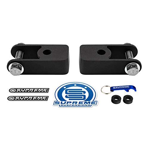 Supreme Suspensions - Front Shock Extenders for 2005-2022 Ford F-250 F-350 SuperDuty High-Strength Steel Shock Mount Extension Kit 4WD - Can Cooler Included with Purchase