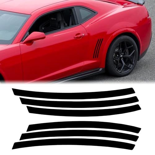 TOMALL 6pcs Car Side Vent Insert Stripe Vinyl Stickers Compatible with Chevrolet Camaro 2010-2015 Inlay Side Vent Gill Decals for Car (Glossy Black)