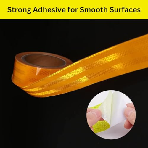 Image of Yellow Radium Reflective Tape 2 inch 5 MTR For Road Safety Night Safety Reflective Sticker High Intensity Conspicuity Waterproof Warning