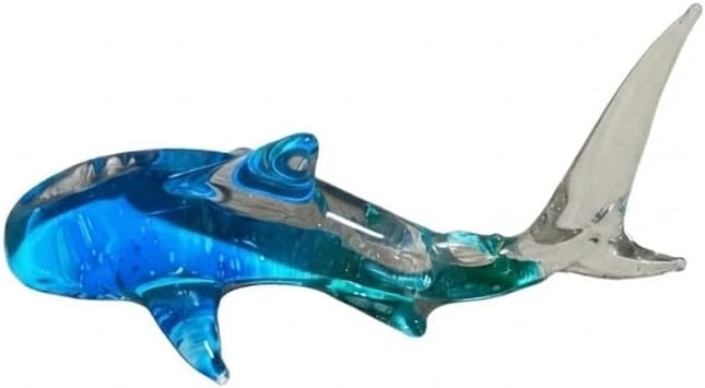 Handmade Mini 3" Blow Glass Ocean Blue Sea Animals Figurine Art, Whale Shark, Cool Stuff, Home or Garden Decor Gift Ideas