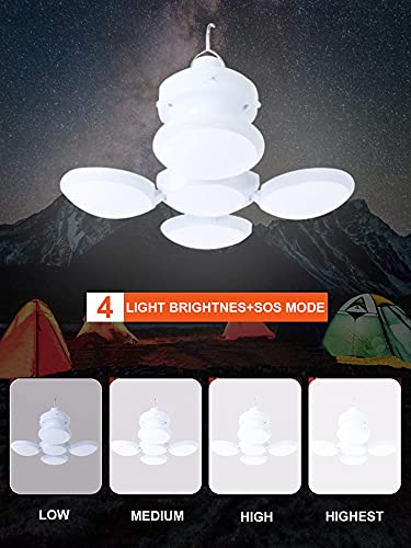 Solar Camping Lantern, Portable Tent Lamp With Hanging Hook, Folding Led Football Bulbs Rechargeable Usb Camping Lights For Home, Office, Tent, Car, Emergency Outages (2Pack) #TOP2