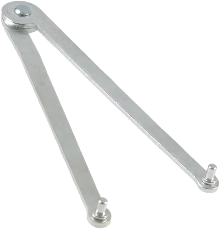 Angle Grinder Wrench, Universal Adjustable Pin Spanner, Locknut Wrench for Backing Pads on Angle Grinder and Round Nuts with Drilled Holes, Silver