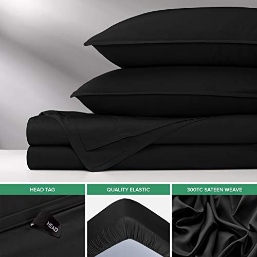 Image of Pure Bamboo Queen Sheets, Genuine 100% Organic Viscose Derived from Bamboo Bed Sheet Set, Luxuriously Soft & Cooling, Double Stitching, 2 Year Quality Promise (Queen, Black)