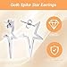 UAIAGM Grunge Earrings Cool Silver Star Stud Earrings Y2K Accessories Silver Spike Earrings Goth Punk Rock Earring Dangle Earing for Women Halloween Earring Jewelry