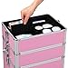 Yaheetech Professional Makeup Train Case 4 in 1 Rolling Cosmetic Trolley Makeup Case Organizer Makeup Travel Case, with 4 Detachable Removable Wheels, Pink