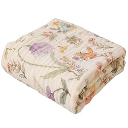 HardNok 6-Layer Muslin Baby Blanket, Organic Cotton Blend (Garden, 43x43)